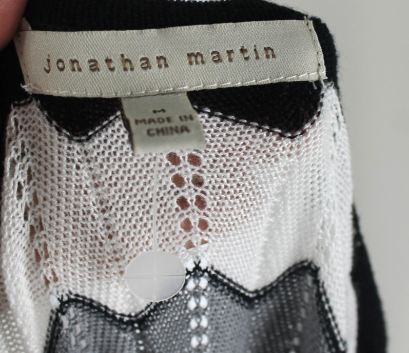 {JONATHAN MARTIN] Striped Dress Sz. M Gray/Black/White Chevron Lined Stretch