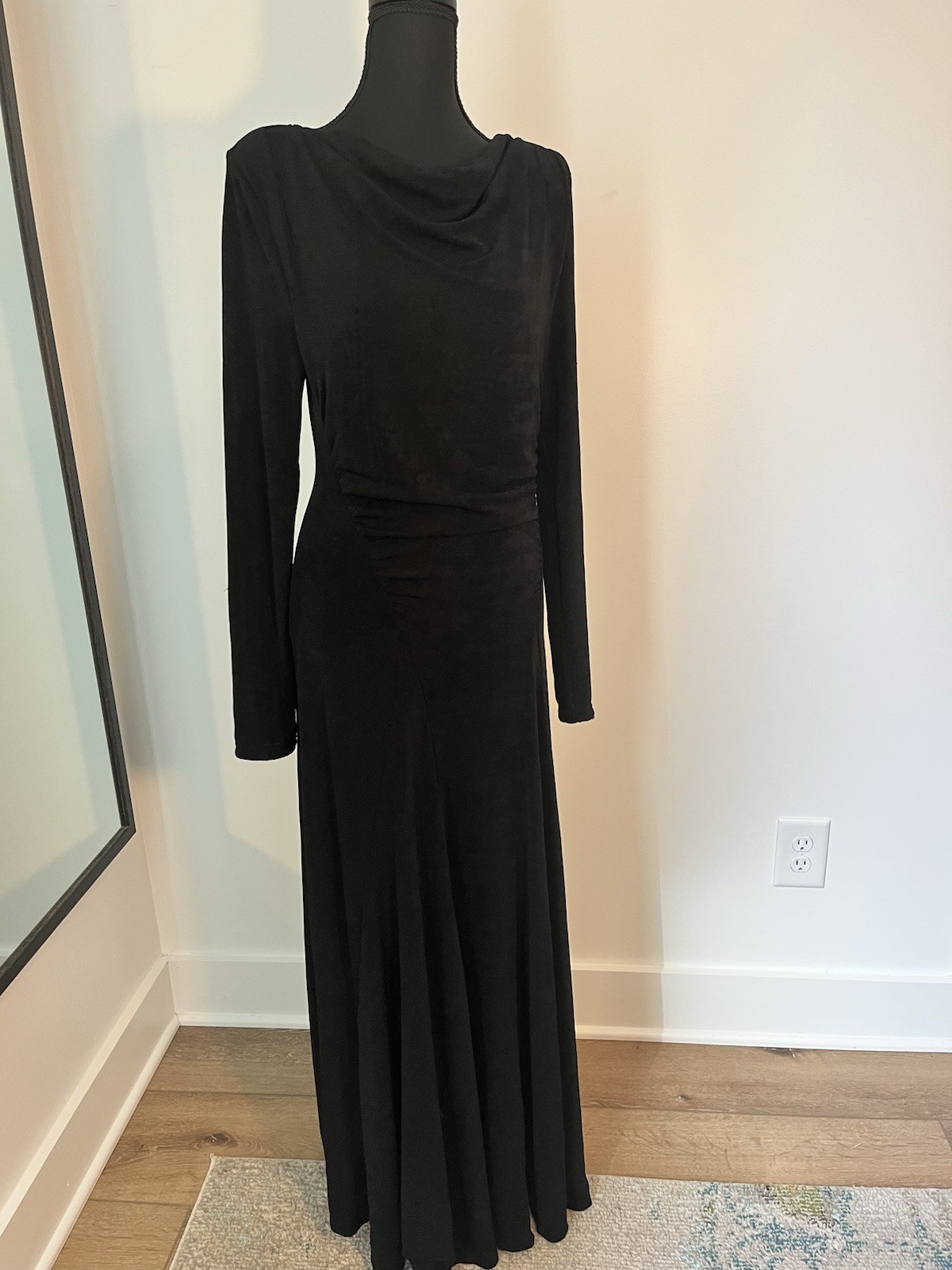 High Stretch, Elegant, Midi, Long Sleeve Black Dress Shein Sz L