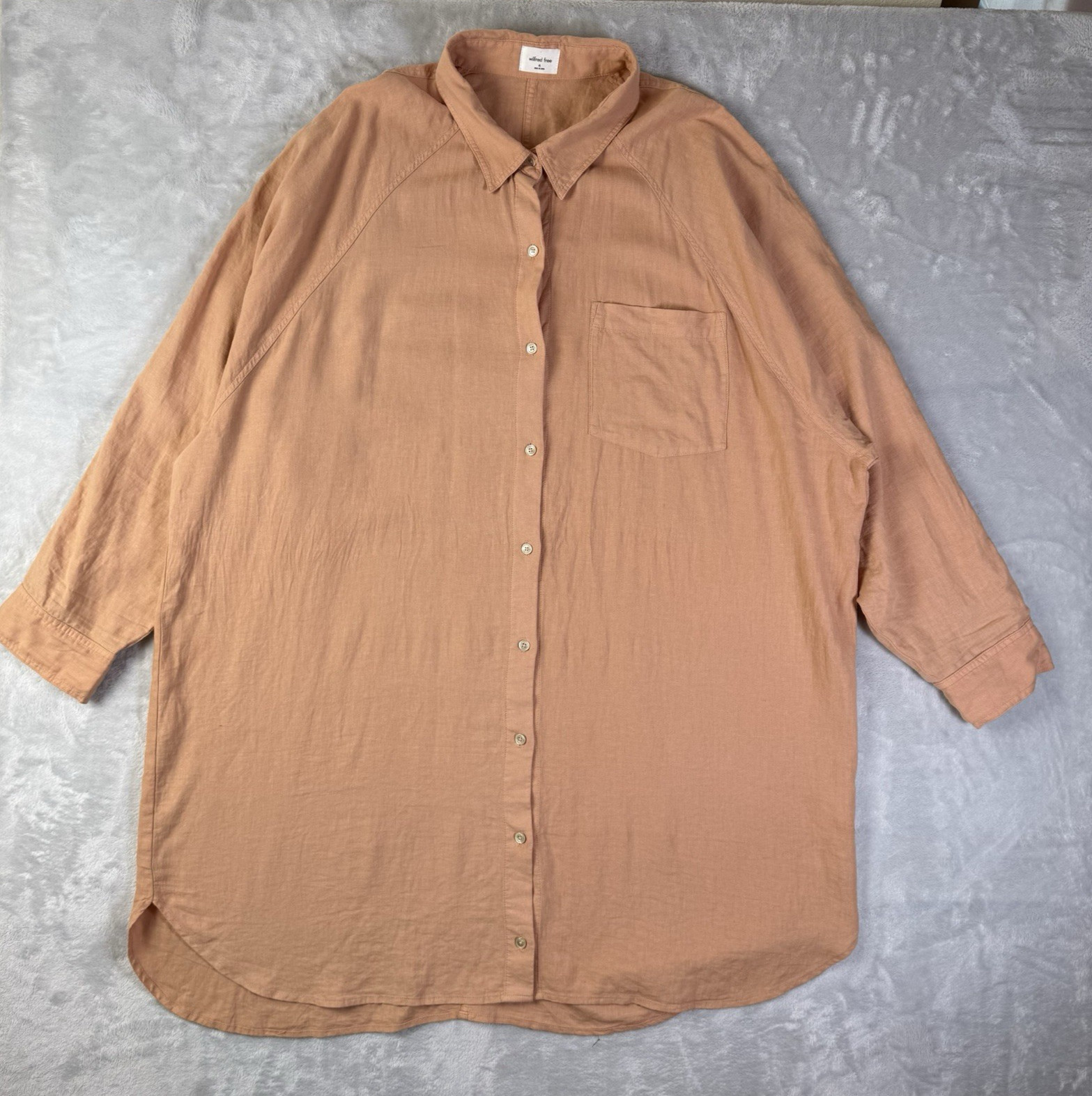 Wilfred Free Aritzia Boyfriend Linen Shirt Dress XL Peach Orange Button Up Relax