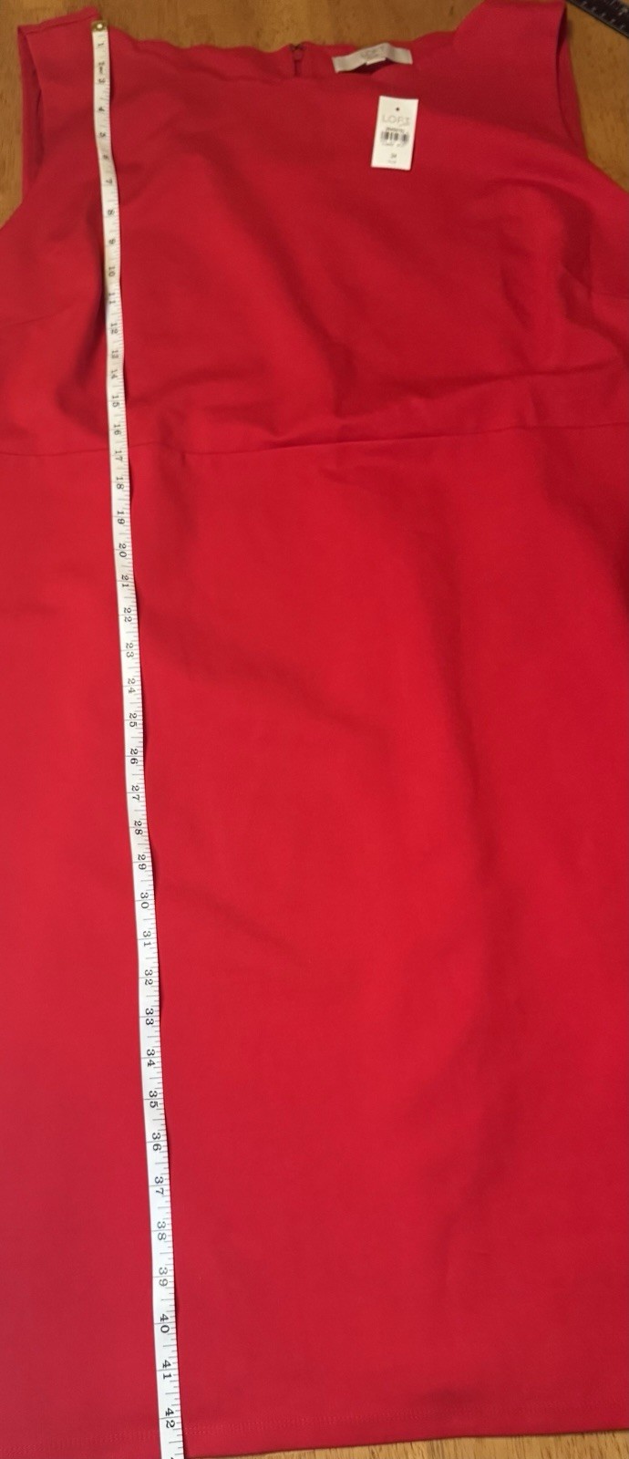 LOFT Women’s Plus 24 Red Solid Knit Sweetheart Sleeveless Sheath Knee Dress