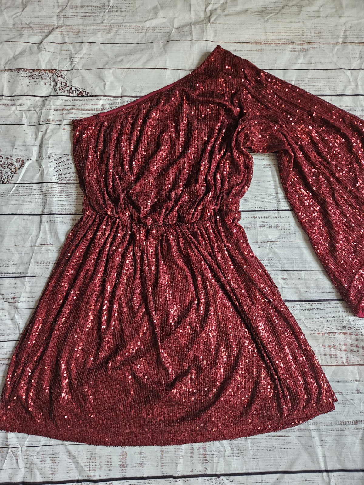 Chic Soul Sparkling Love Red Sequin One Shoulder Dress Women’s 1X