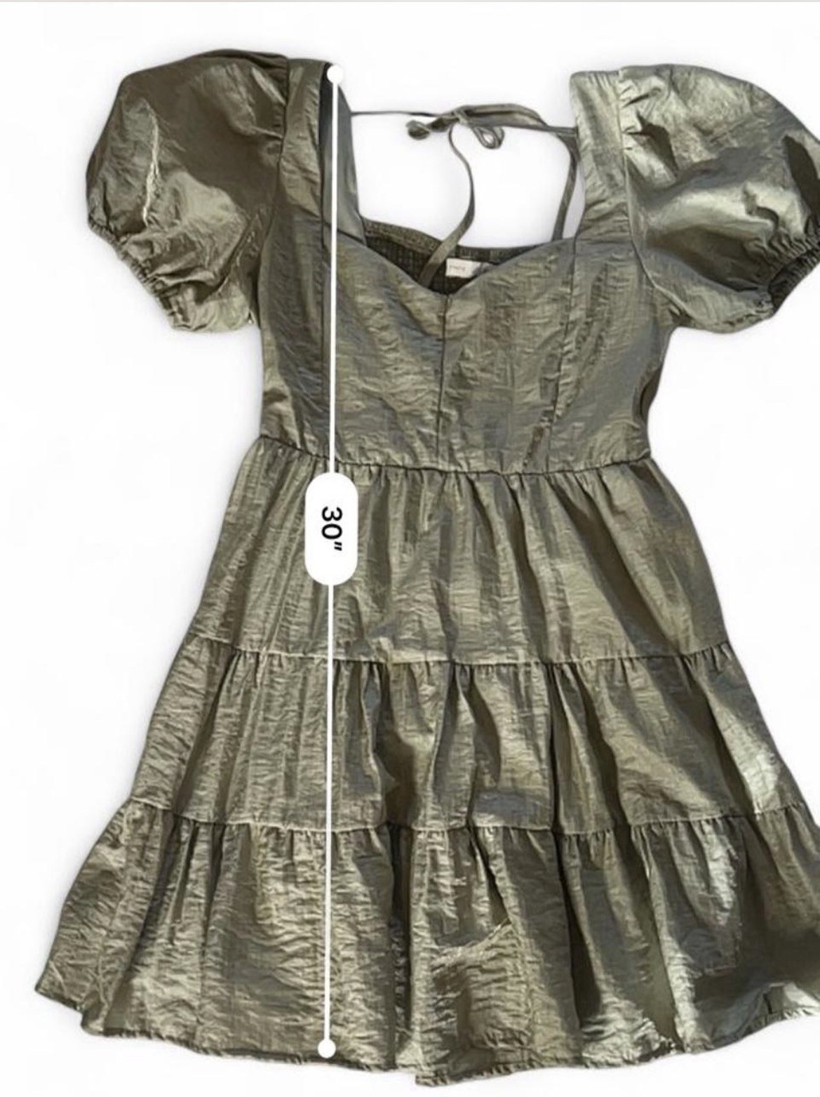 Altar’d State Green Square Neck Puff Sleeve Cottagecore Mini Dress Size Small