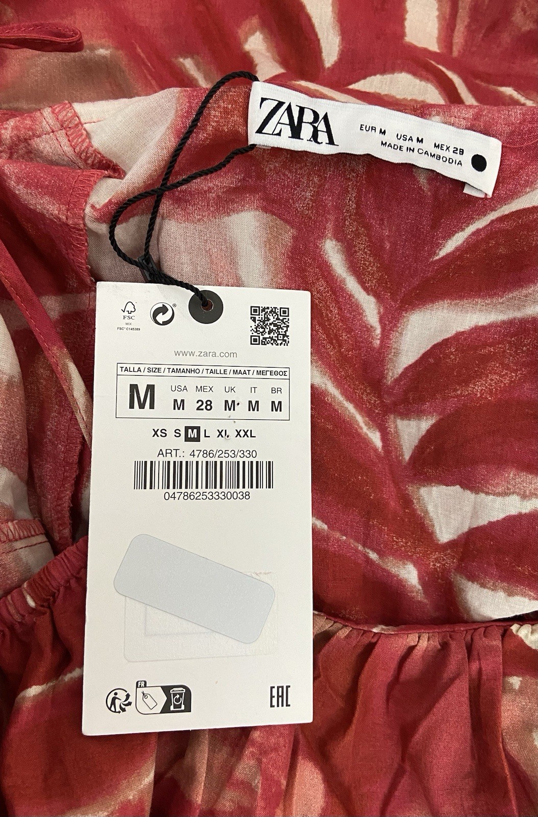 Zara Size Medium 100% Cotton Printed Maxi Sundress Dress