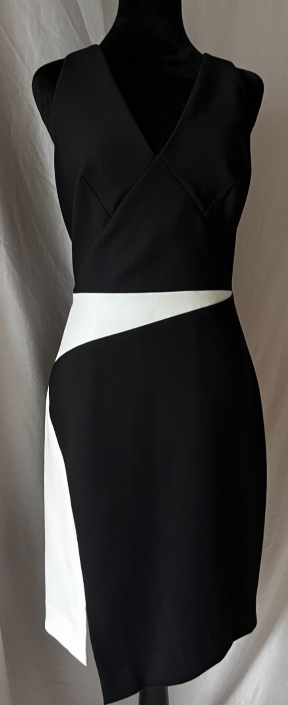 Milly Black and White Asymmetrical Sheath Dress Size 10