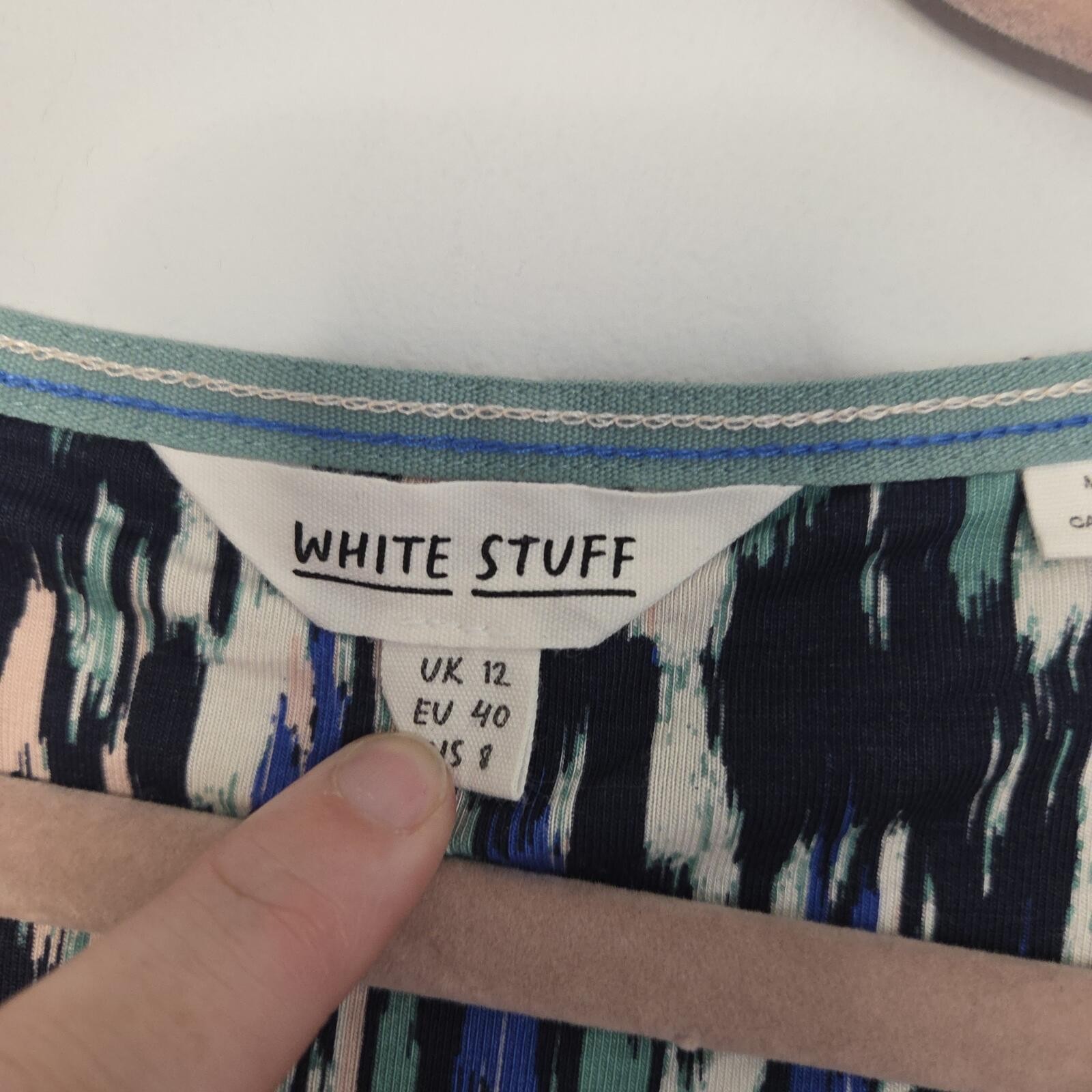 White stuff blue, beige & green knee length dress size 12