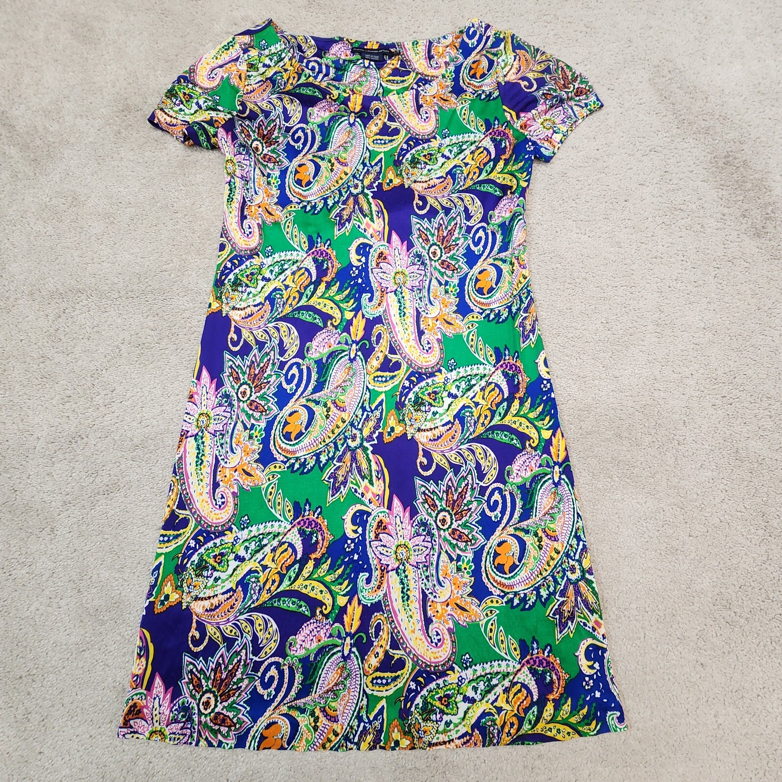Lauren Ralph Sports Dress Paisley Print Short Sleeves Mini Large