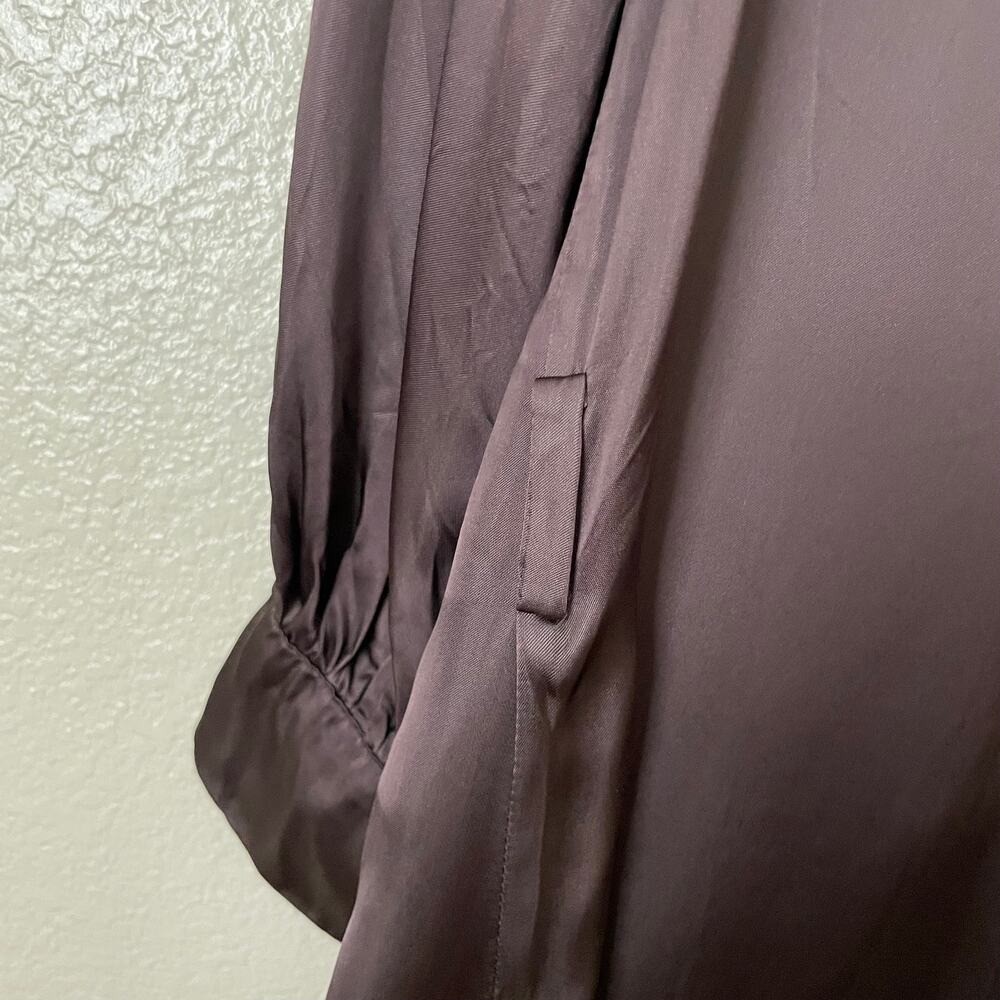 Scanlan Theodore Dress Womens Medium Brown Satin Mini Quiet Luxury Minimalist