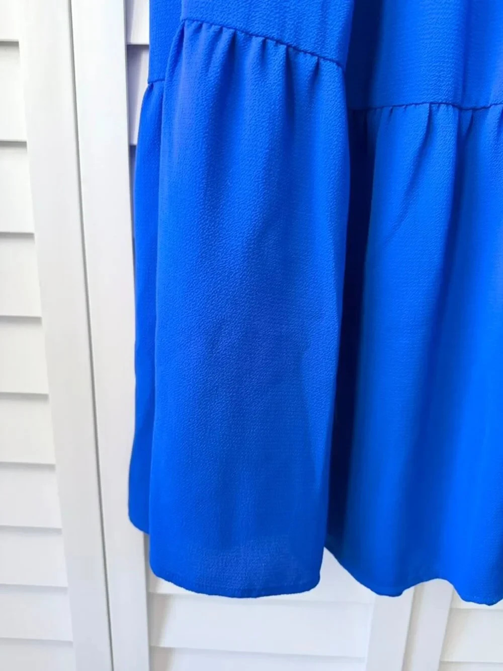 Monteau Los Angeles Royal Blue Maxi Dress Flutter Sleeve Smocked Waist Small
