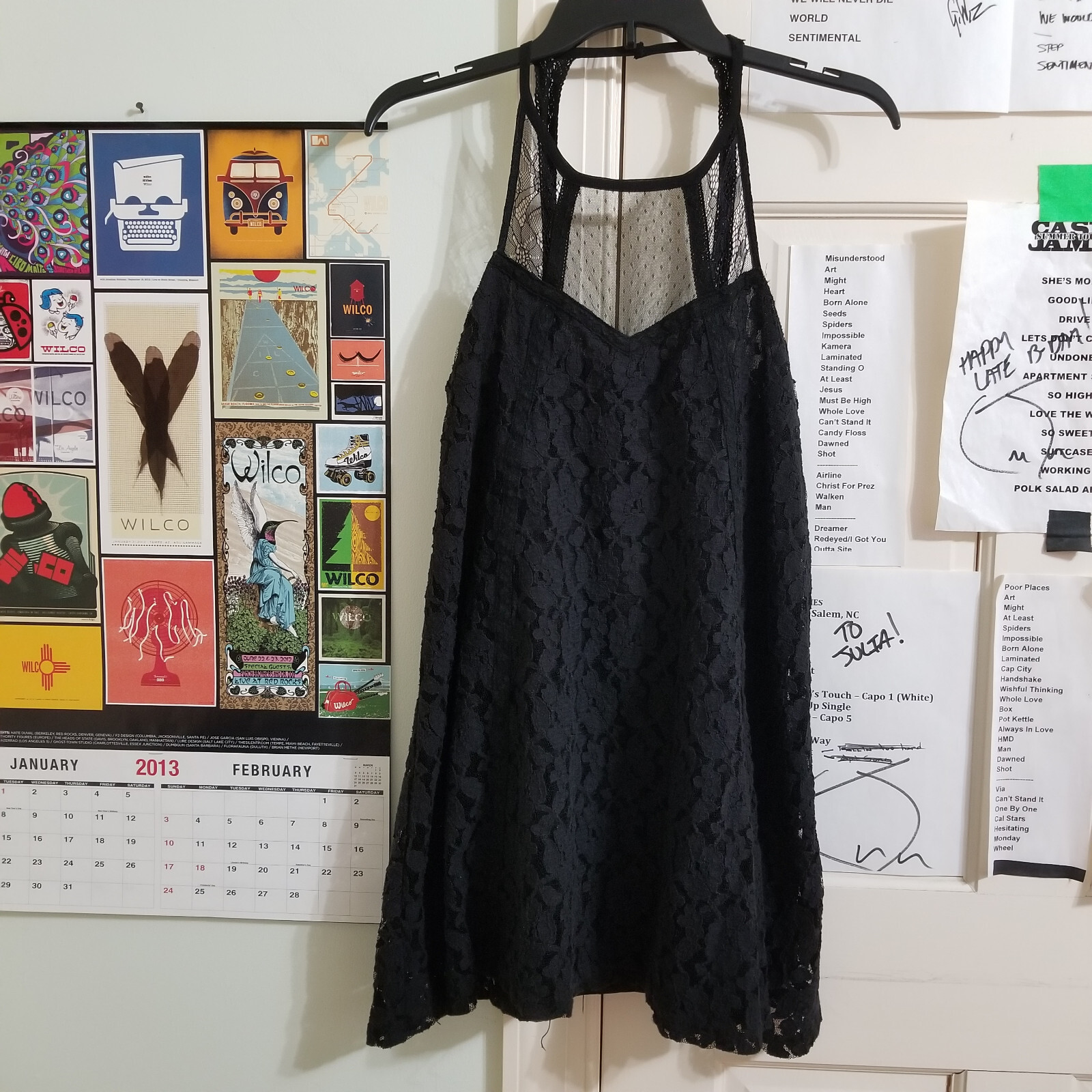 Paper Crane dress Small floral lace overlay lined sleeveless high neck LBD