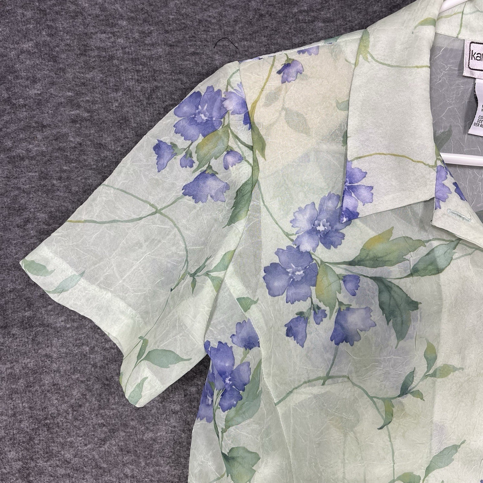 Vintage Karin Stevens Midi Dress & Jacket Set Size 8 Green Floral Sheer Lined