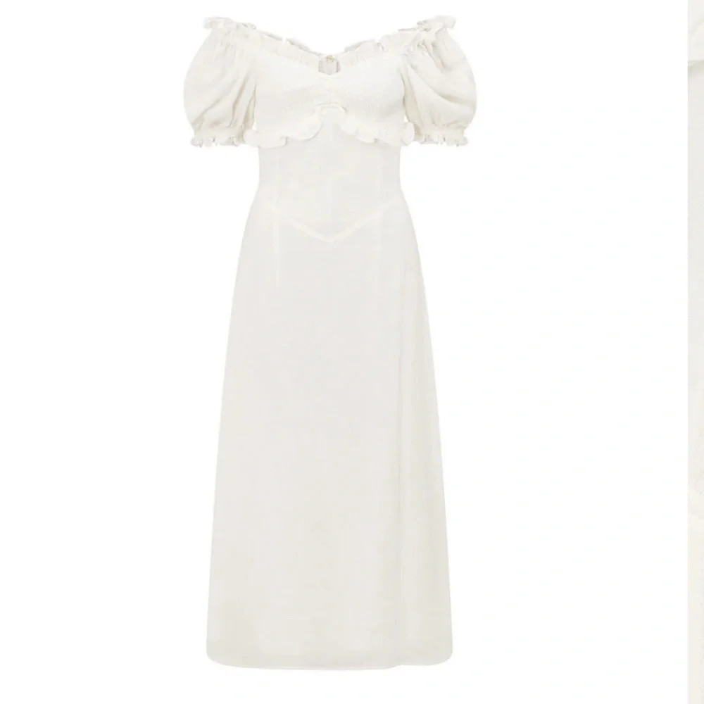Sabo SKIRT Elba Midi Dress in Cotton Size XS Ivory Romantic Bridal Shower
