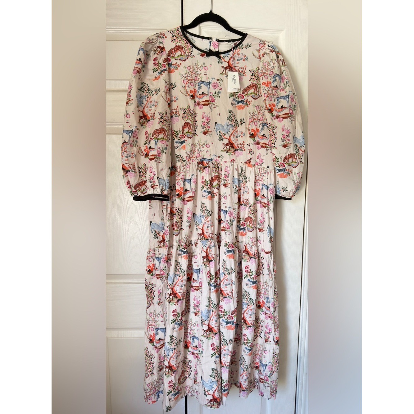 Beautiful Cath Kidston Cream Dress with Pink, Blue & Orange Animal Print