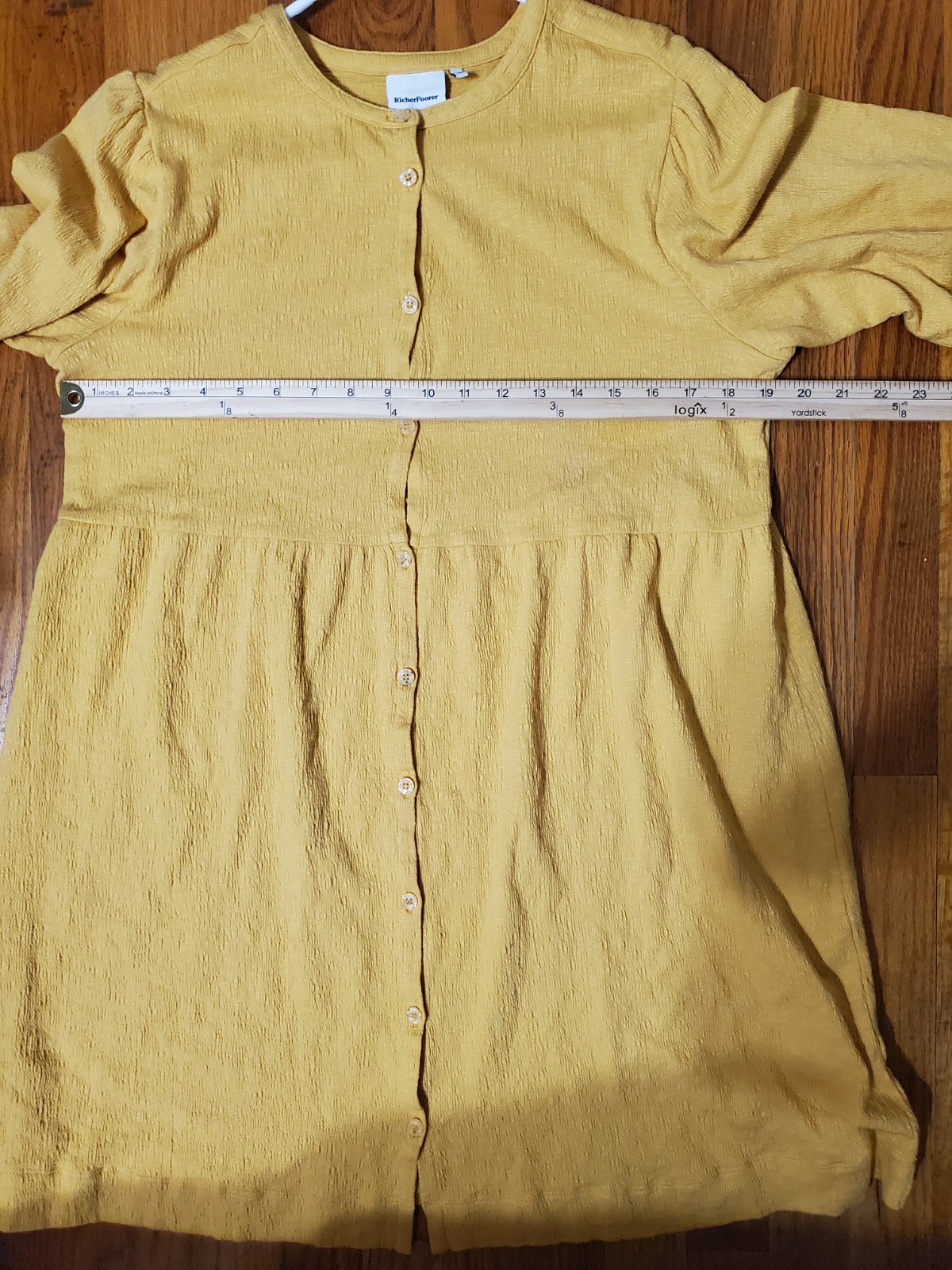 Richer Poorer Cloud Weave Button Up Dress Womens Medium Yellow Lightweight Sun