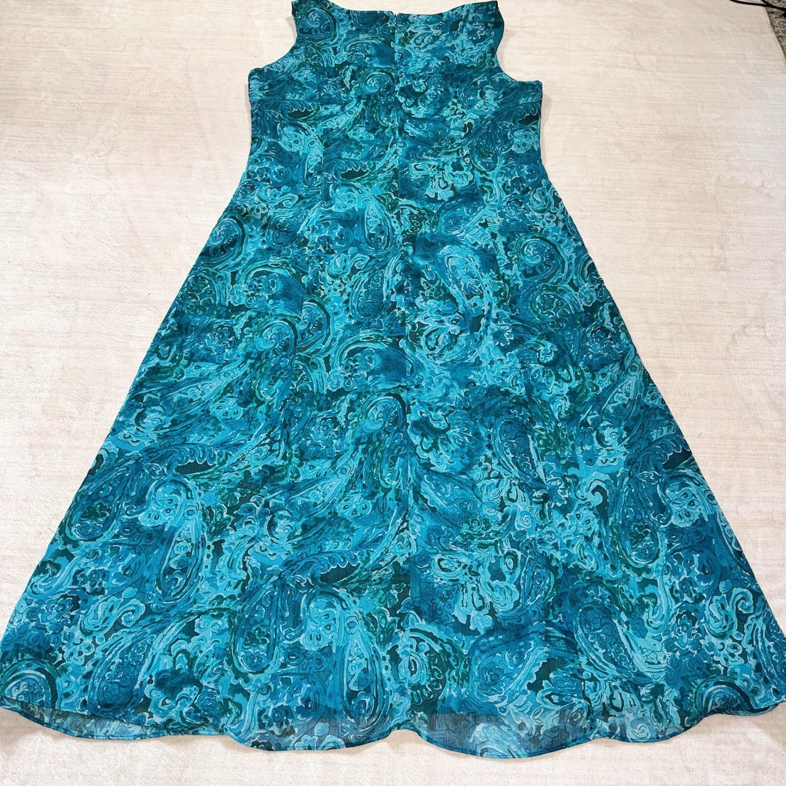 Studio I 2 Pc Dress Jacket Set Size 12 Teal Paisley Maxi Dress Formal