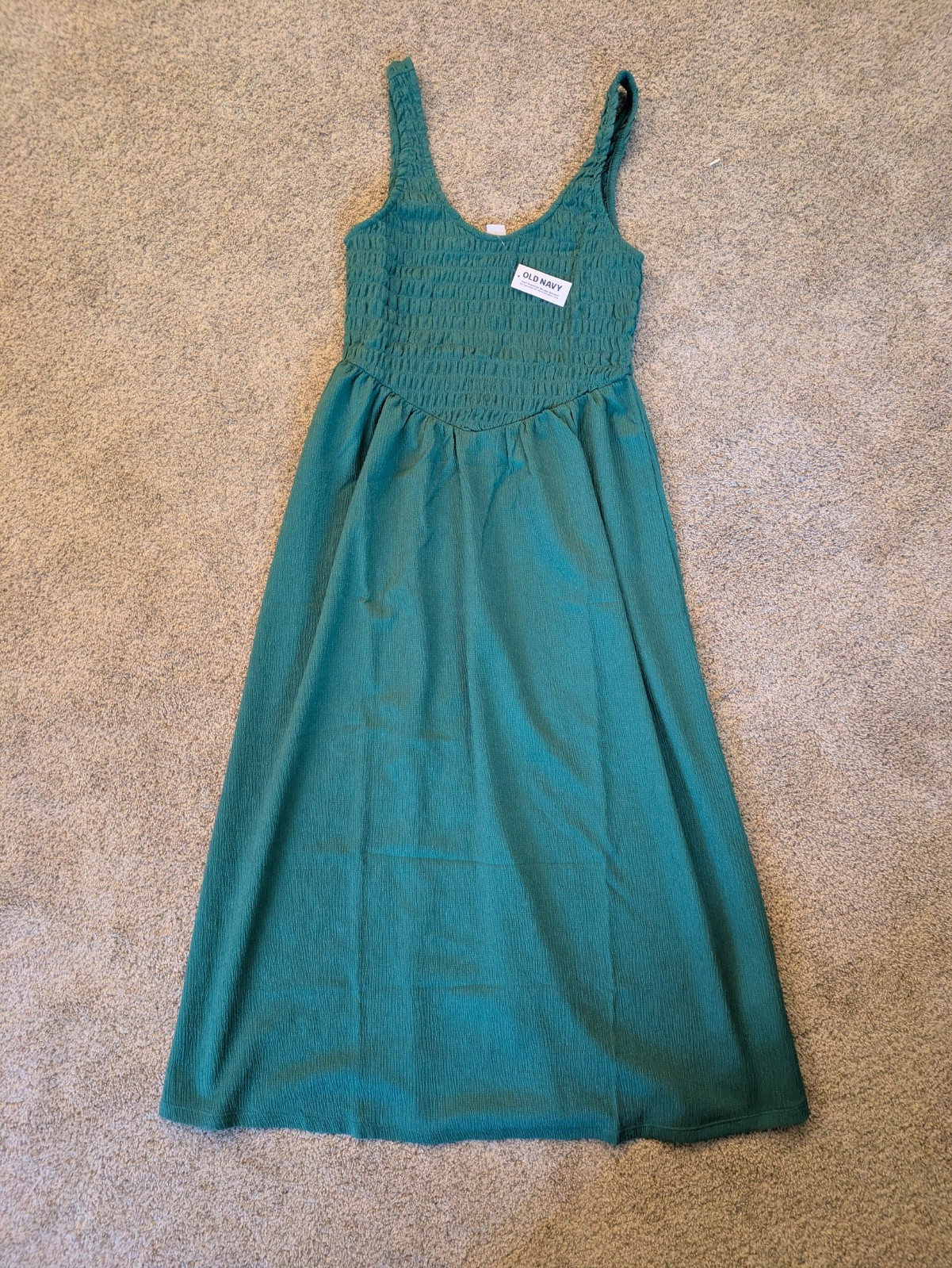 NWT Old Navy Womens Fit & Flare Lightweight Smocked-Bodice Midi Dress Size S