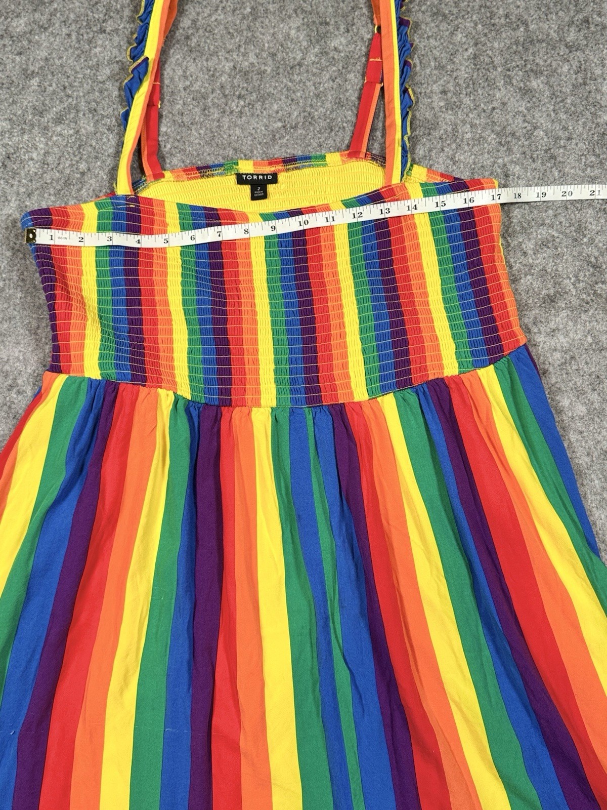 Torrid 2 (2X 18/20) Rainbow Striped Challis Smocked Mini Tank Dress Pride Punk