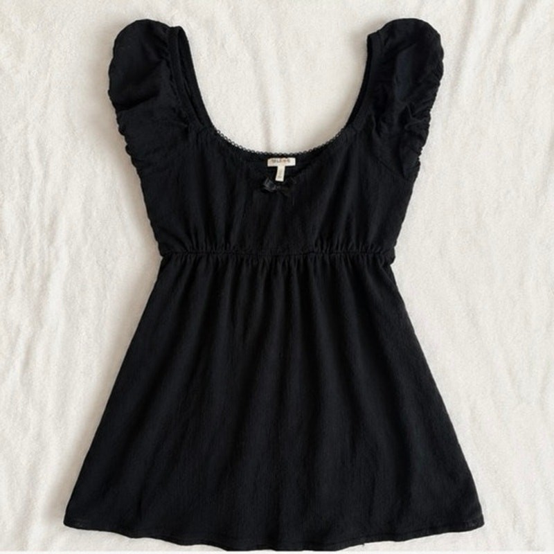 Black Babydoll Square Neck Micro Dress/Top