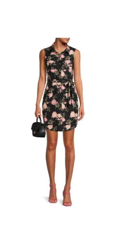 No Bo Juniors Floral Stretch Button Up Chest Pockets Shirt Dress Multiple Sizes