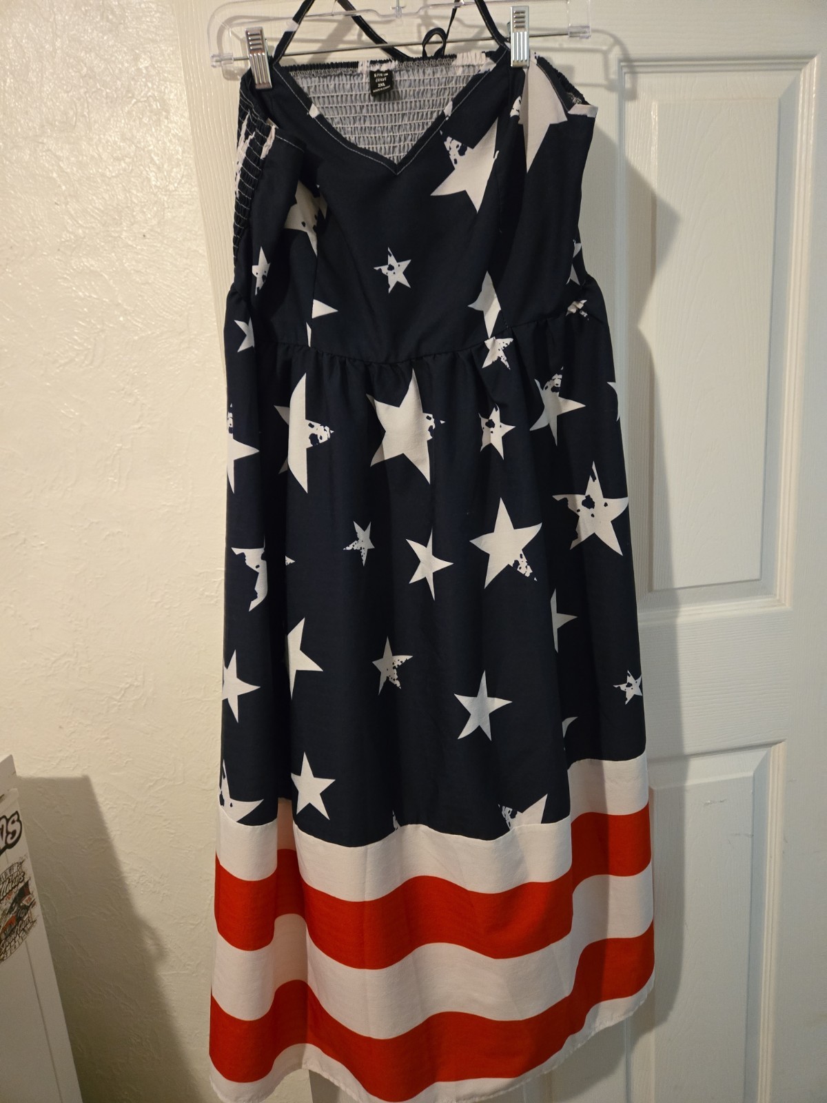 Shein Curve Womens Long Halter Dress Patriotic 2XL