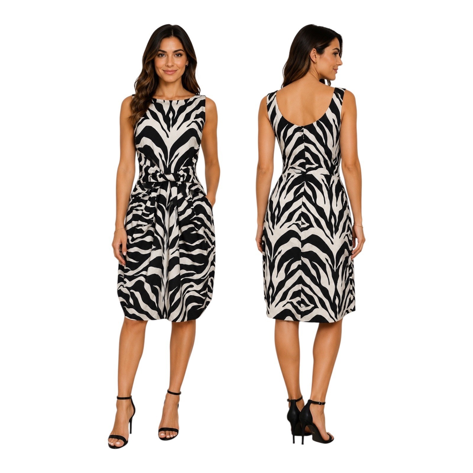 Kate Spade “Jillian” Linen Sleeveless Zebra Print Dress Sz 6