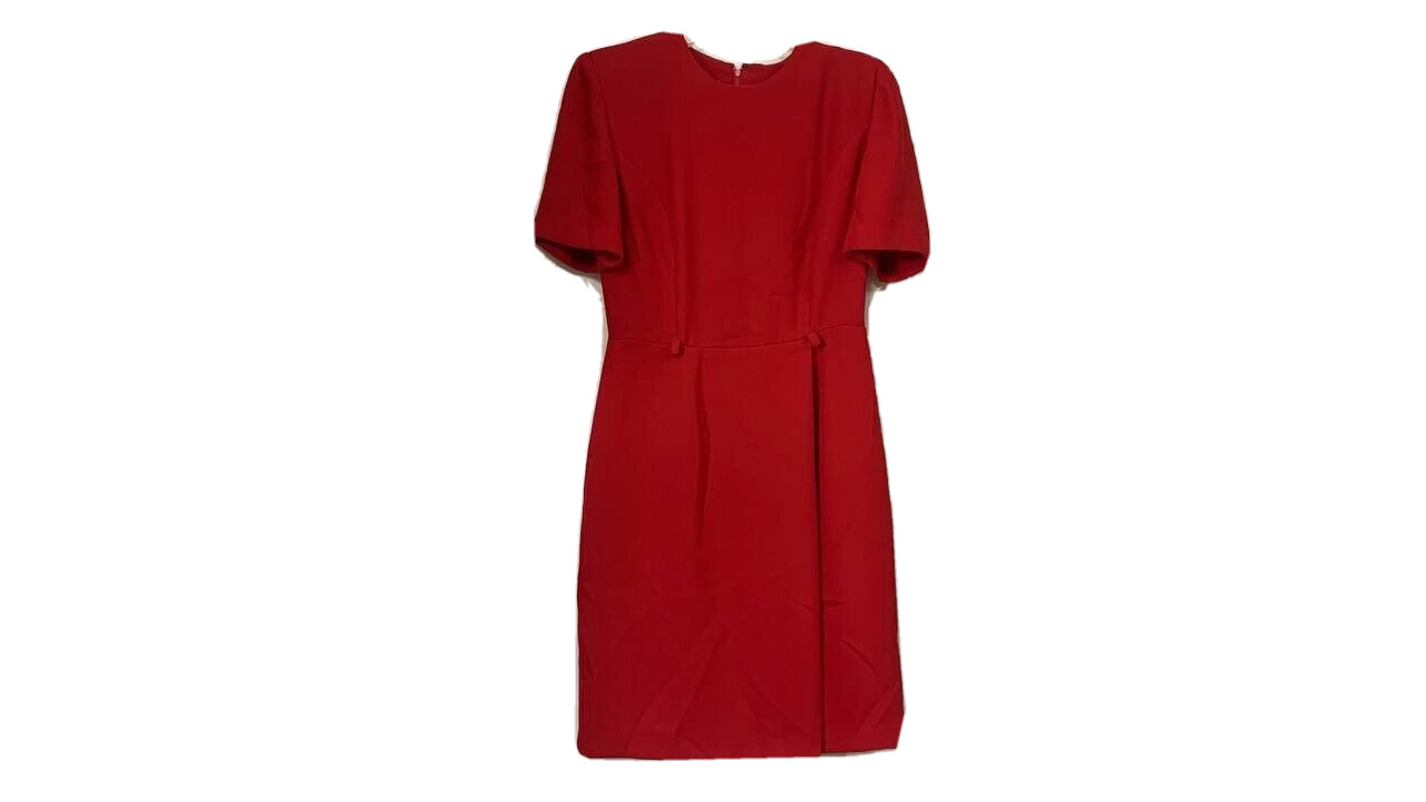 Vintage Leslie Fay Midi Dress Women’s Size 6 Red Short Sleeve Zip