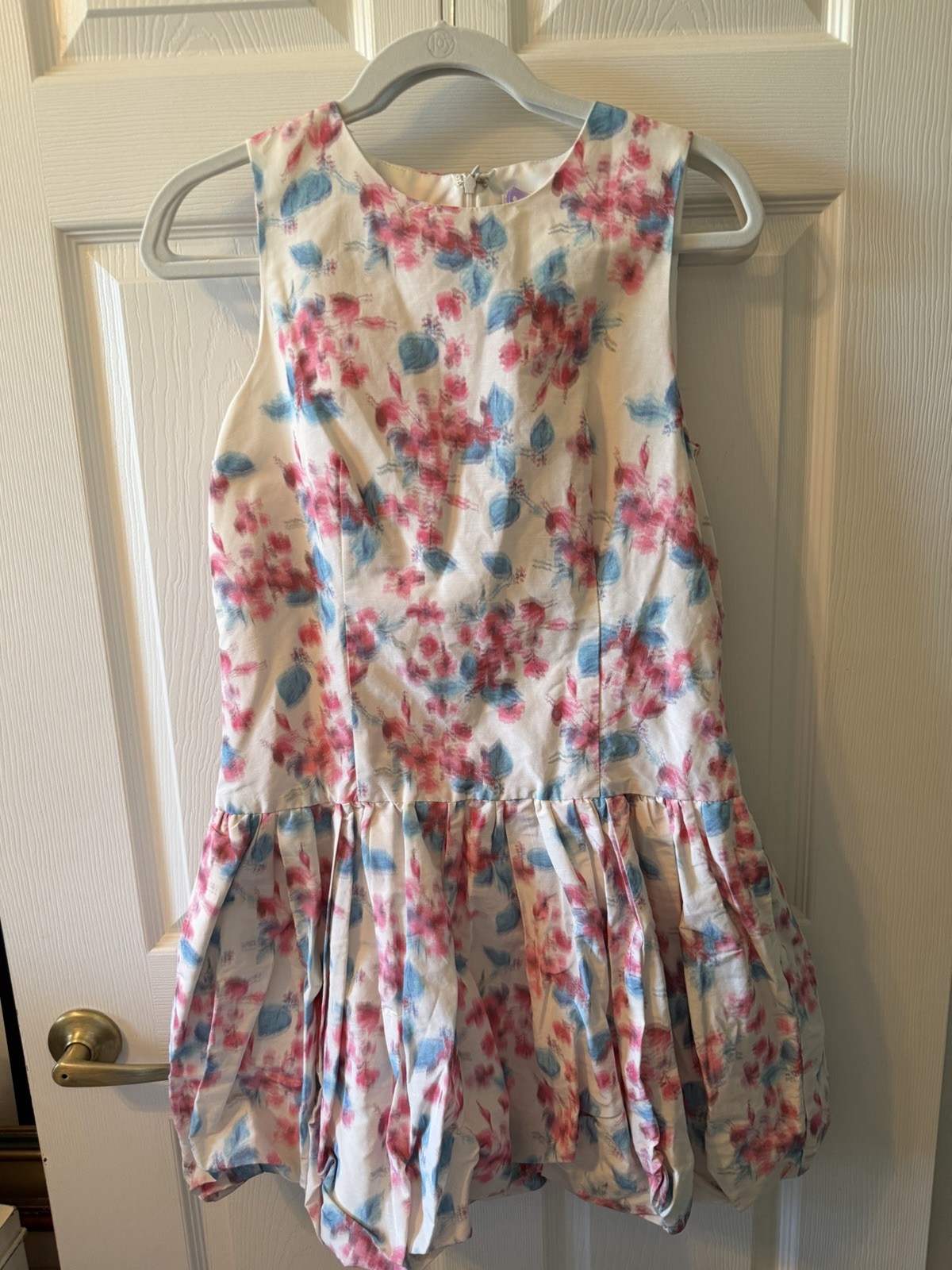 shoshanna mini dress woman, size 8, white , pink and blue, bubble dress