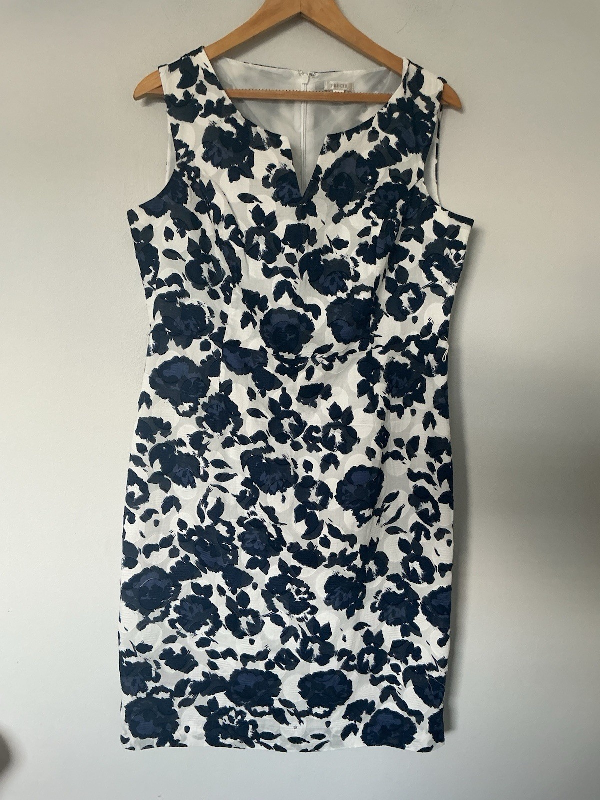 Precis Size 14 Special Occasion Shift Dress Blue Floral V Neck Sleeveless