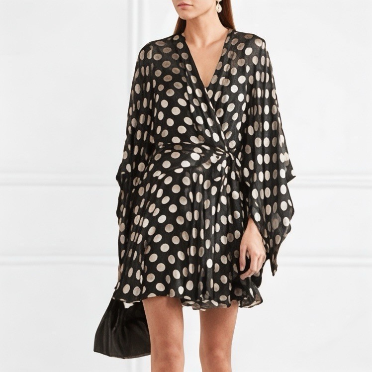 Zimmermann BNWT Folly Kimono Wrap Mini Dress Size 2 AU 12 US 8 Black Silk Gold