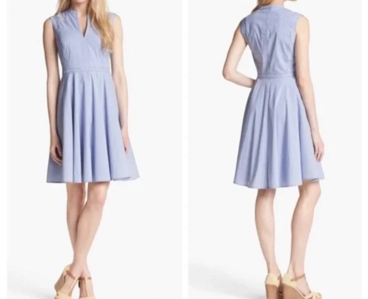 TORY BURCH Mini Dress Flare Size 4 Sleeveless Pleats Cotton Blend Style 13131464