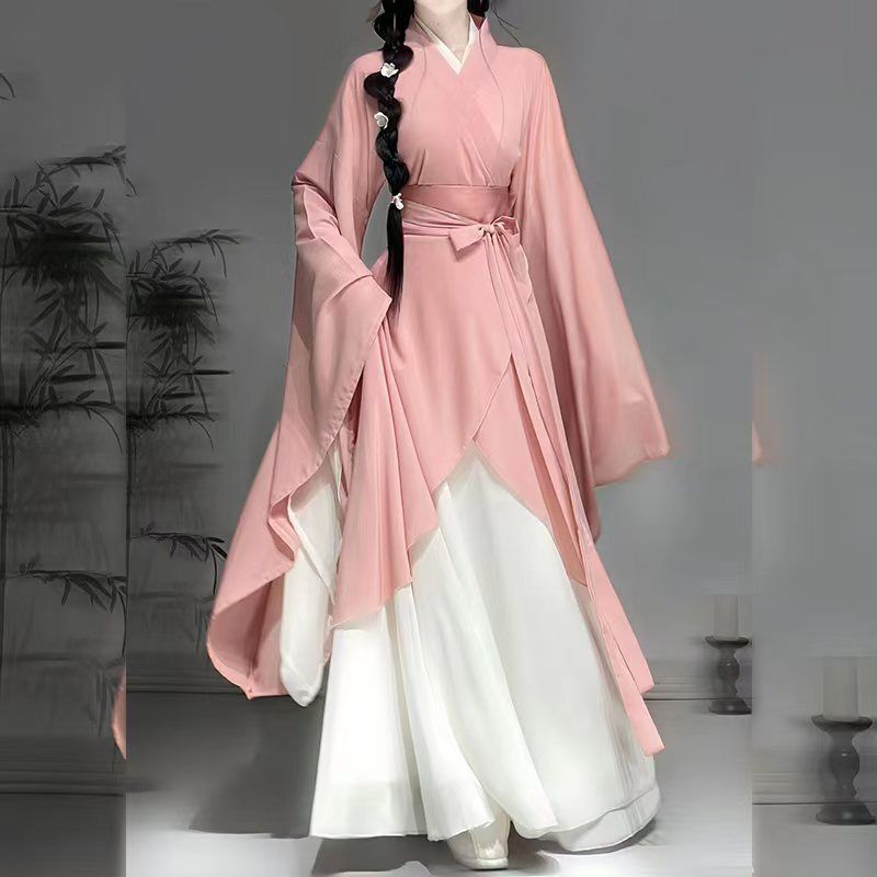Women Hanfu Dress Ancient Chinese Traditional Hanfu Set Cosplay Costume Pink Set