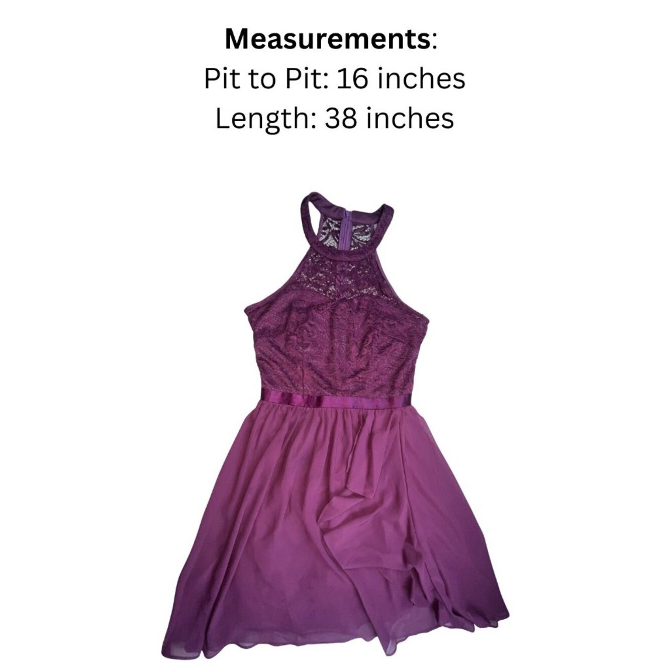 Wedtrend Purple Lace Halter Chiffon Fit Flare Cocktail Dress Womens Small