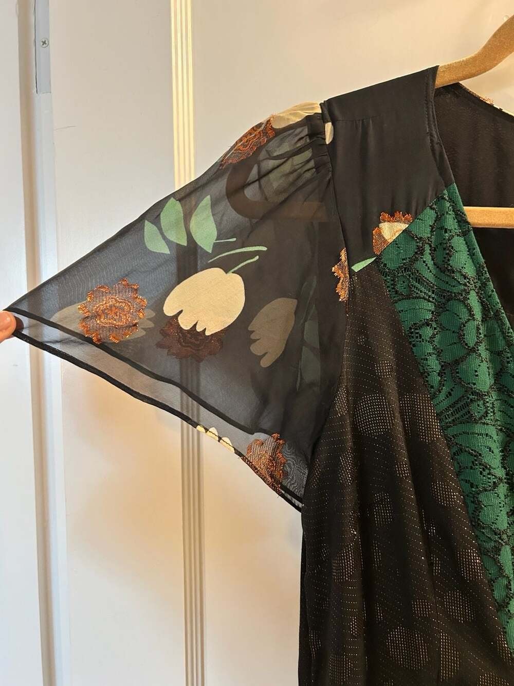 Moulinette Soeurs Anthropologie Ciao Bella Mixed Media Floral Lace Wrap Dress