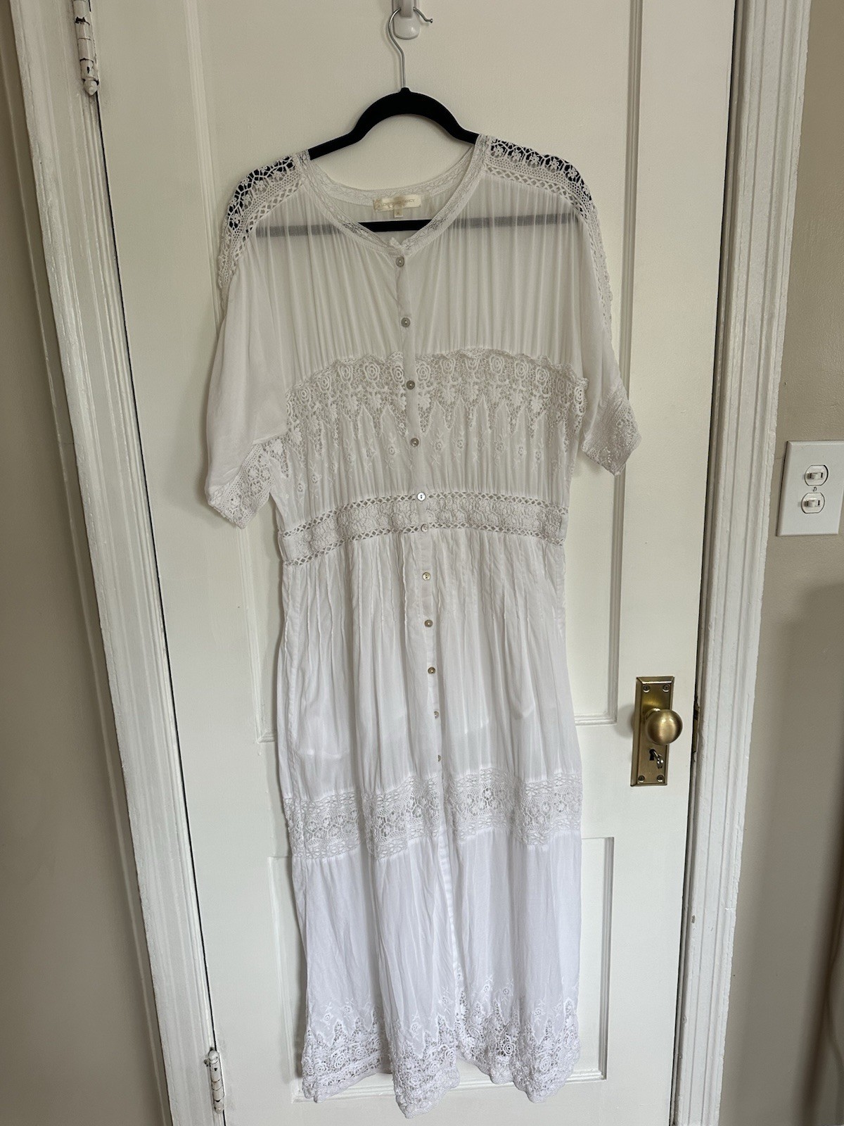 LoveShackFancy Beth Maxi Dress White Lace Eyelet Embroidered Cottagecore XL