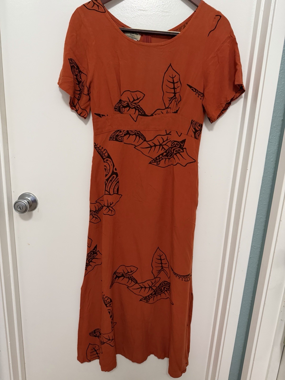 Wahine Toa Designs Rust Orange Tropical Dress Handmade Kailua Kona Hawaii