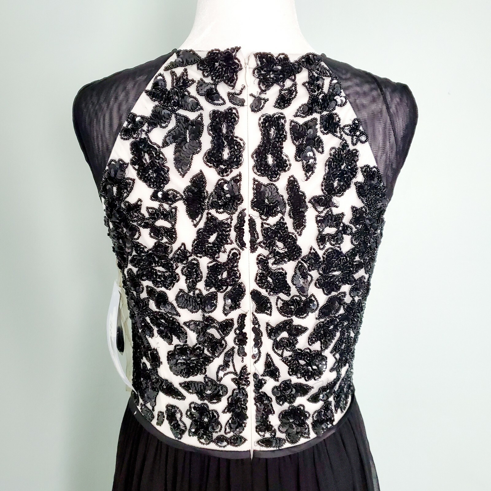 JS Collection Black Sequin Beaded Long Sleevless Gown Size 10