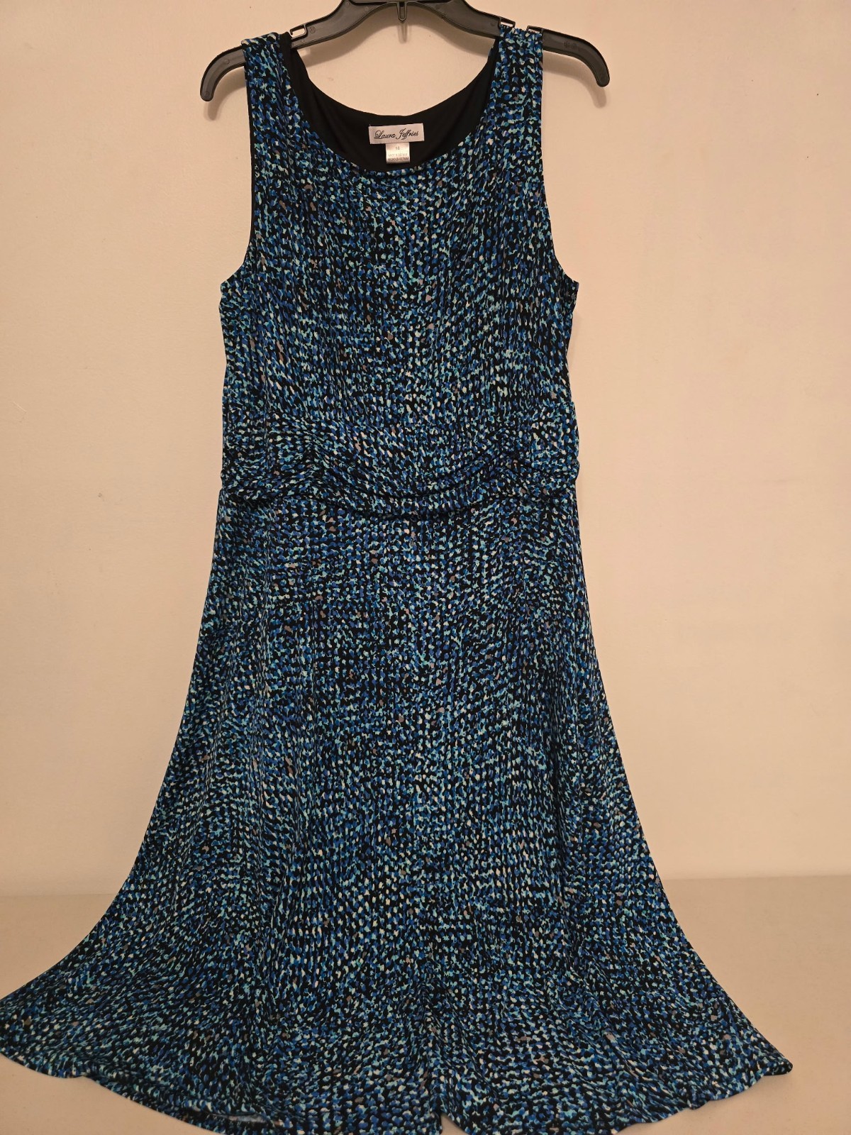 Laura Jeffries Women’s Size 18 Fit & Flare Maxi Dress Blue/Black Abstract Print