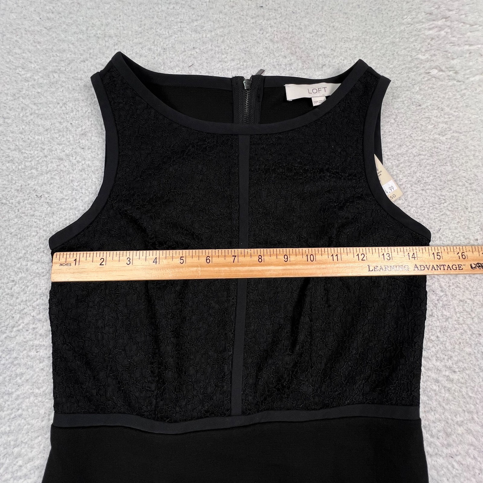 NWT Ann Taylor Loft Sheath Dress Womens 00P Sleeveless Knit Lace Decorated Black