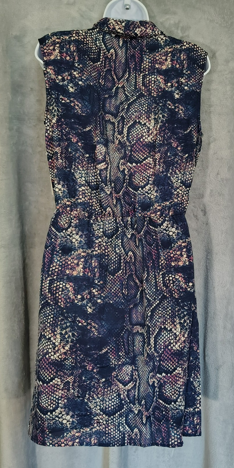 NWT Desingner Aqua Snakeskin Print Sleeveless Dress Women’s Size M Navy Pink