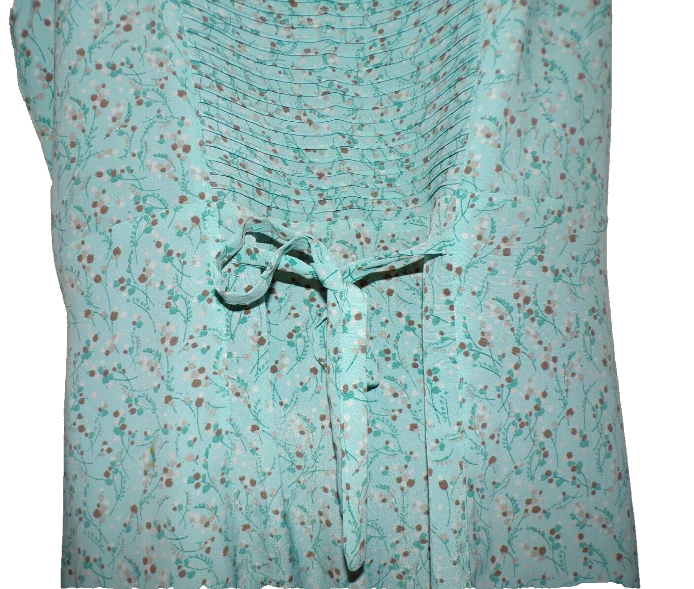 Christopher & Banks pintuck Women water-color light blue button Dress Sz 16 LB2