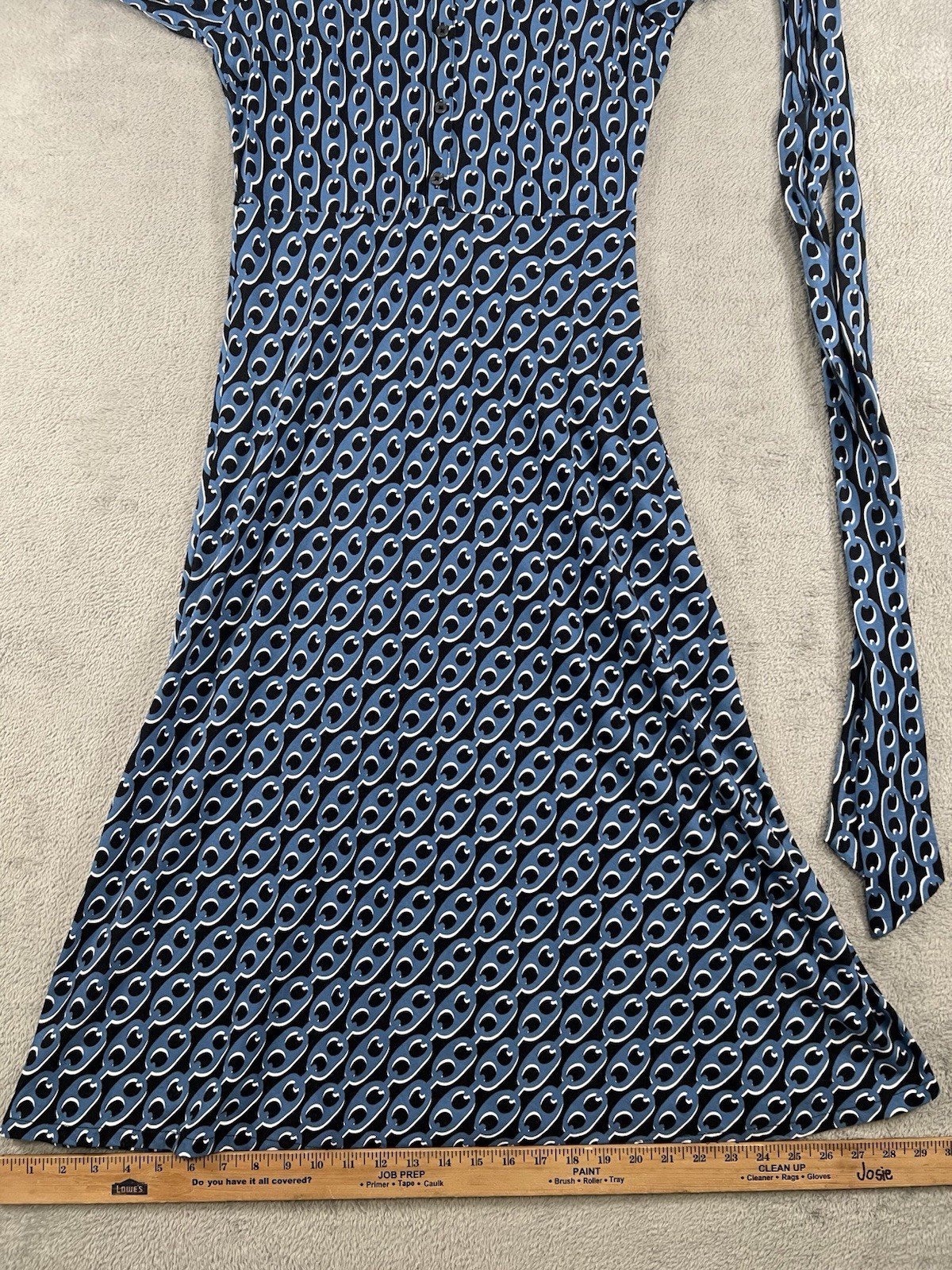 Boden Womens 8R Laura Chain Link Jersey Knit Belted Midi Shirt Dress