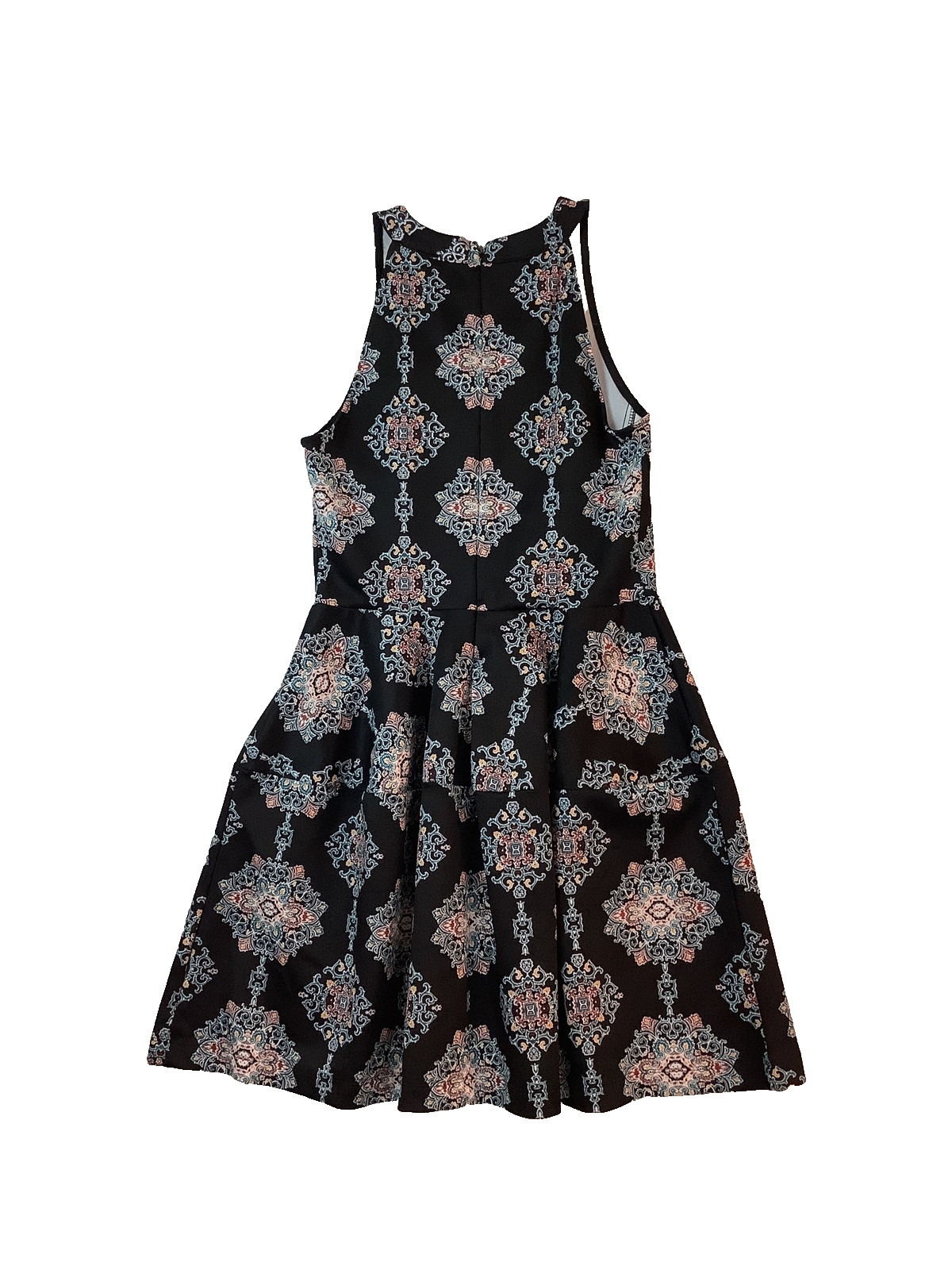 Mossimo Womens Fit & Flare Dress Size M Sleeveless Medallion Print Back Zip
