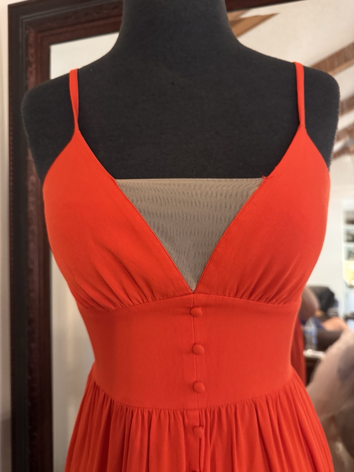 Gianni Bini Red Maxi Dress Tiered, Button Accent size 0