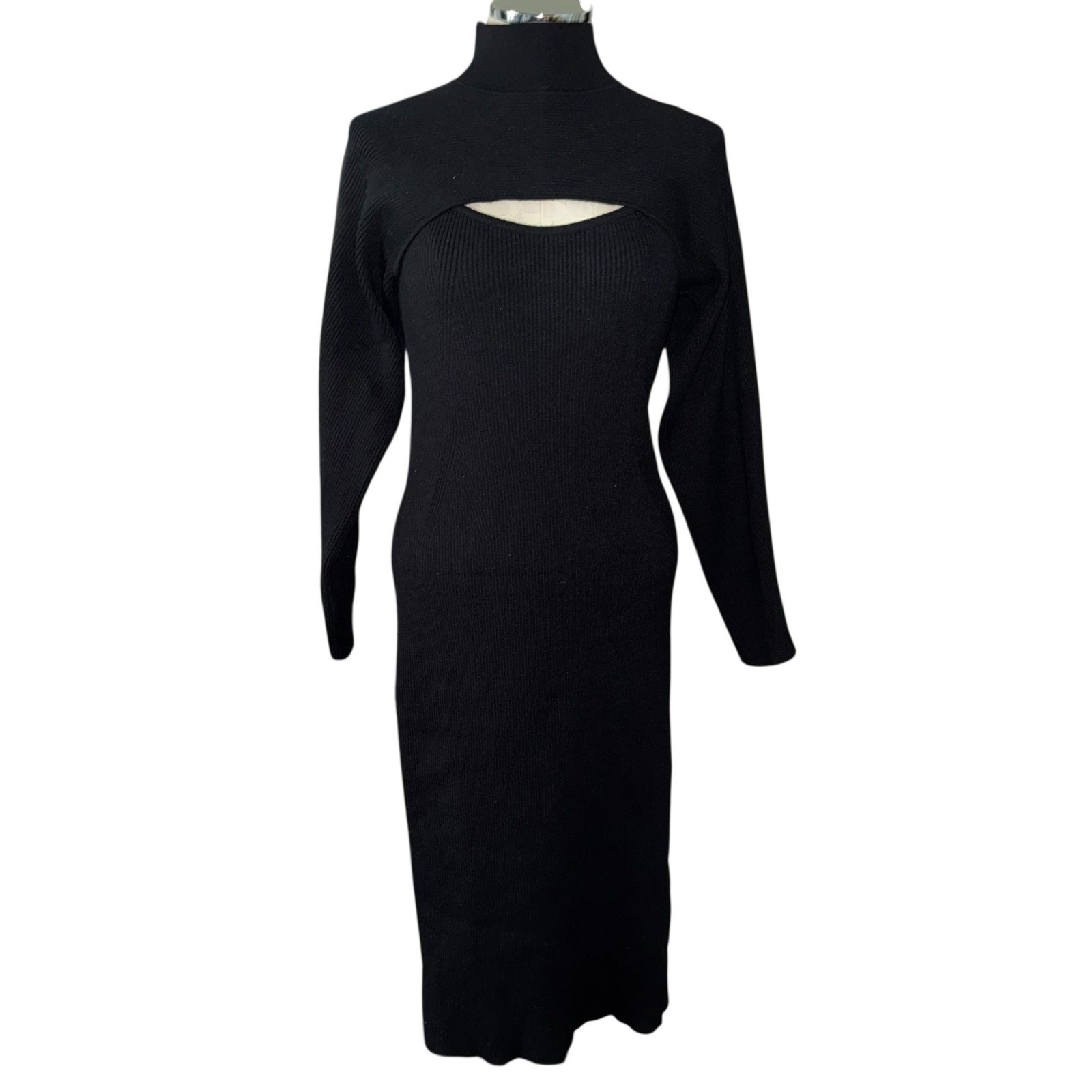 Banana Republic Asti Sweater Dress & Shrug Set Black Tall Large Long Sleeve NWT