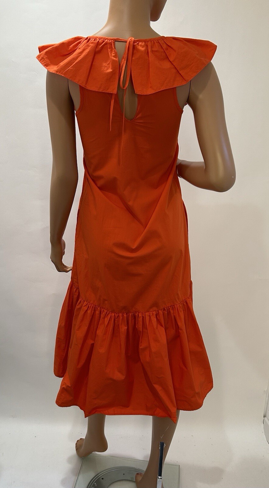 WHIT TWO Flouncy Ruffled Madi Dress size Medium Anthropologie Rich Orange