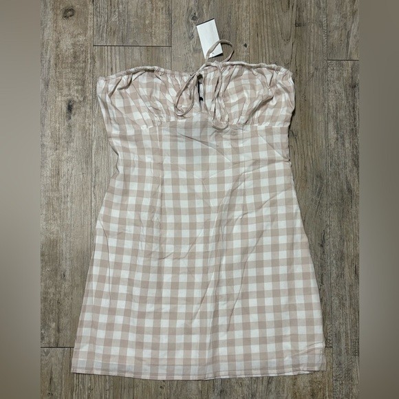 Le Lis Women’s Checkered Strapless Mini Dress, Size Small