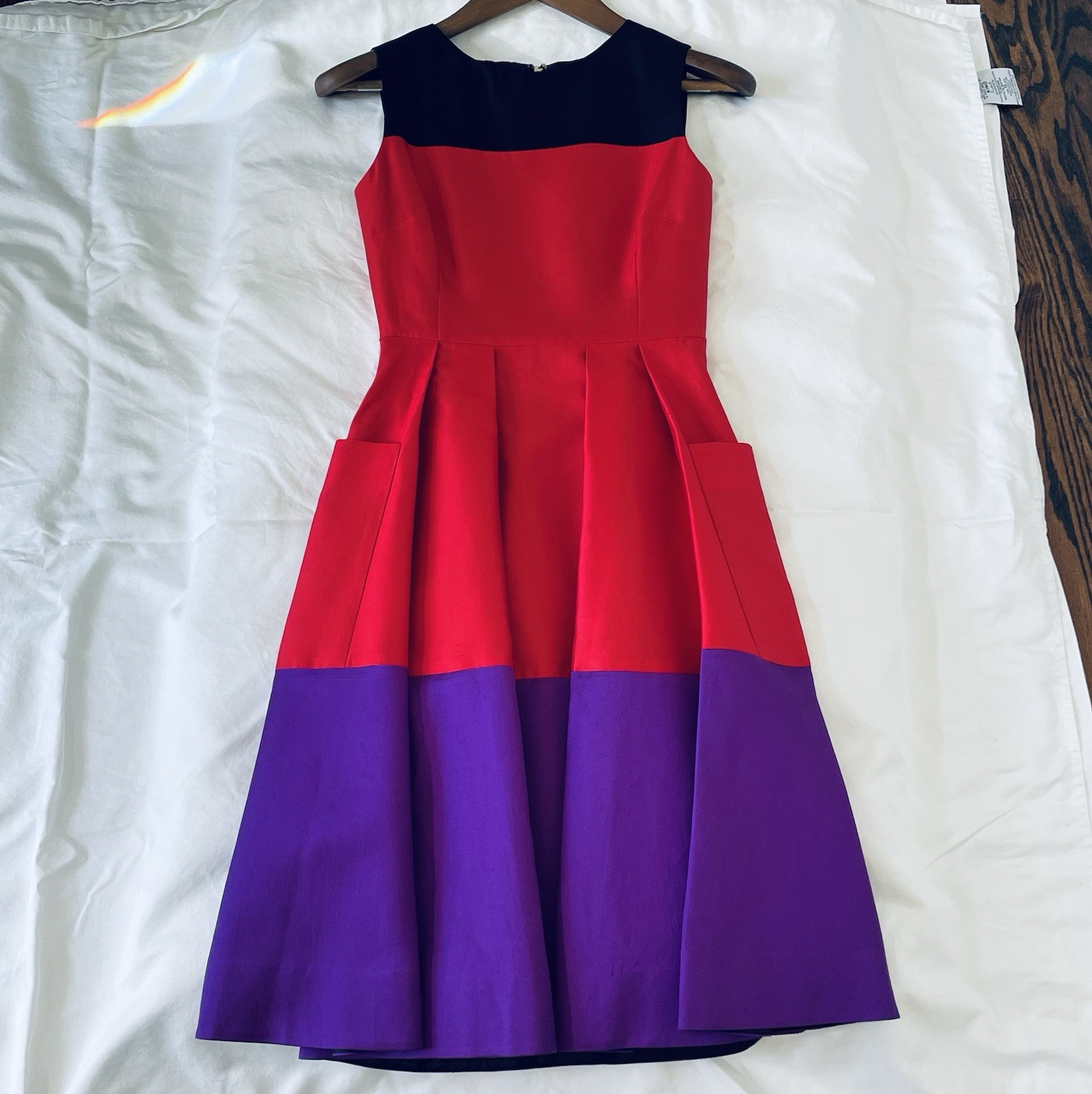 kate spade new york Colorblock A-Line Sleeveless Dress Size 0 Pockets Red