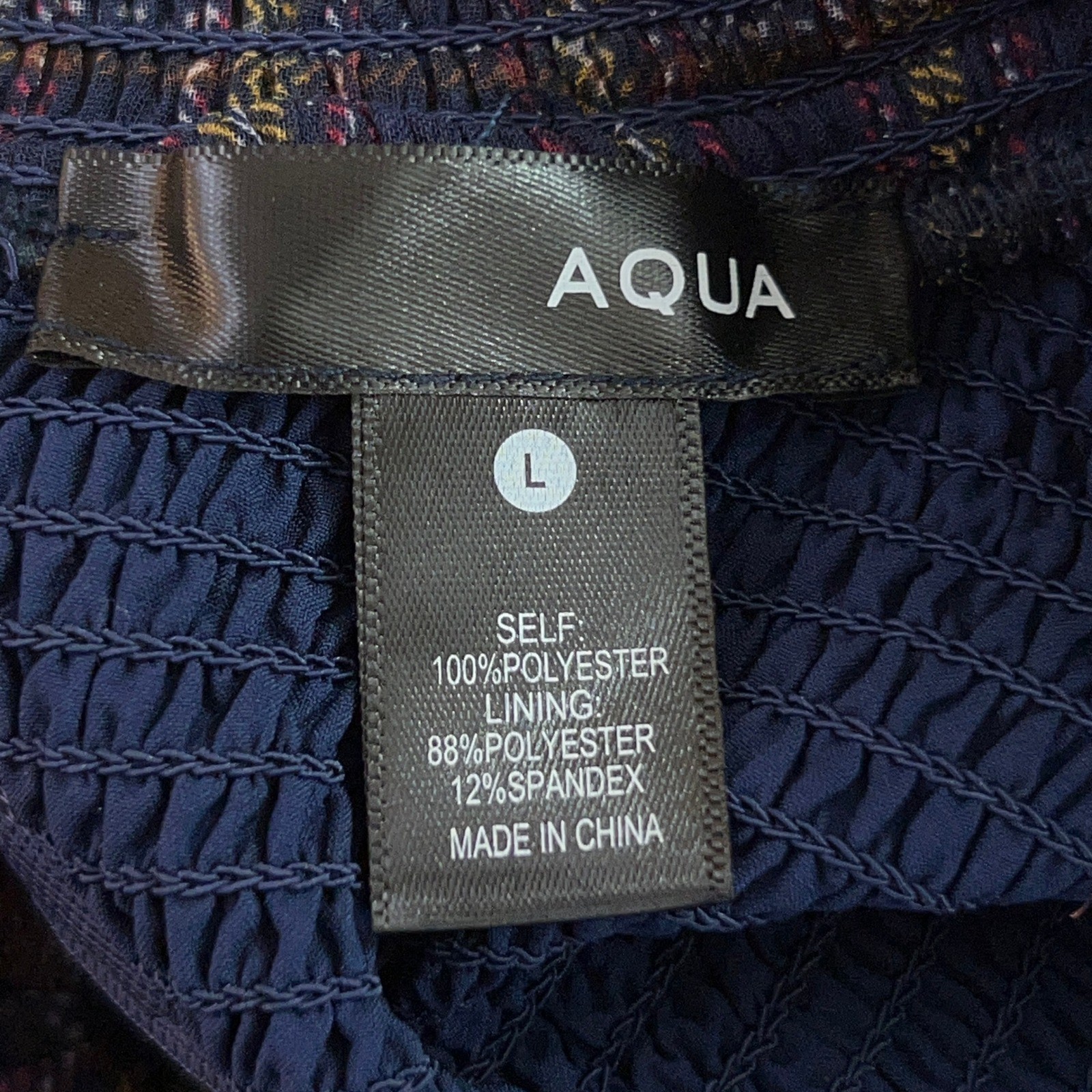 AQUA Womens Large Navy Plaid Smocked Ruffle Mini Dress NWT