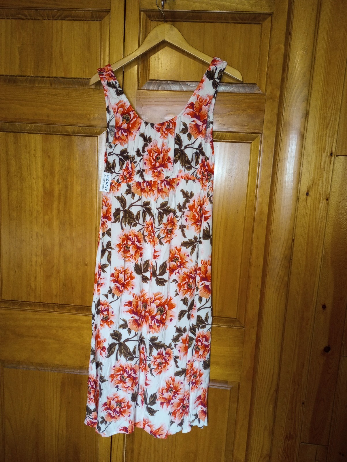 NWT Old Navy Small Sleeveless Scoop Neck Floral Milkmaid Maxi Dress Rayon New