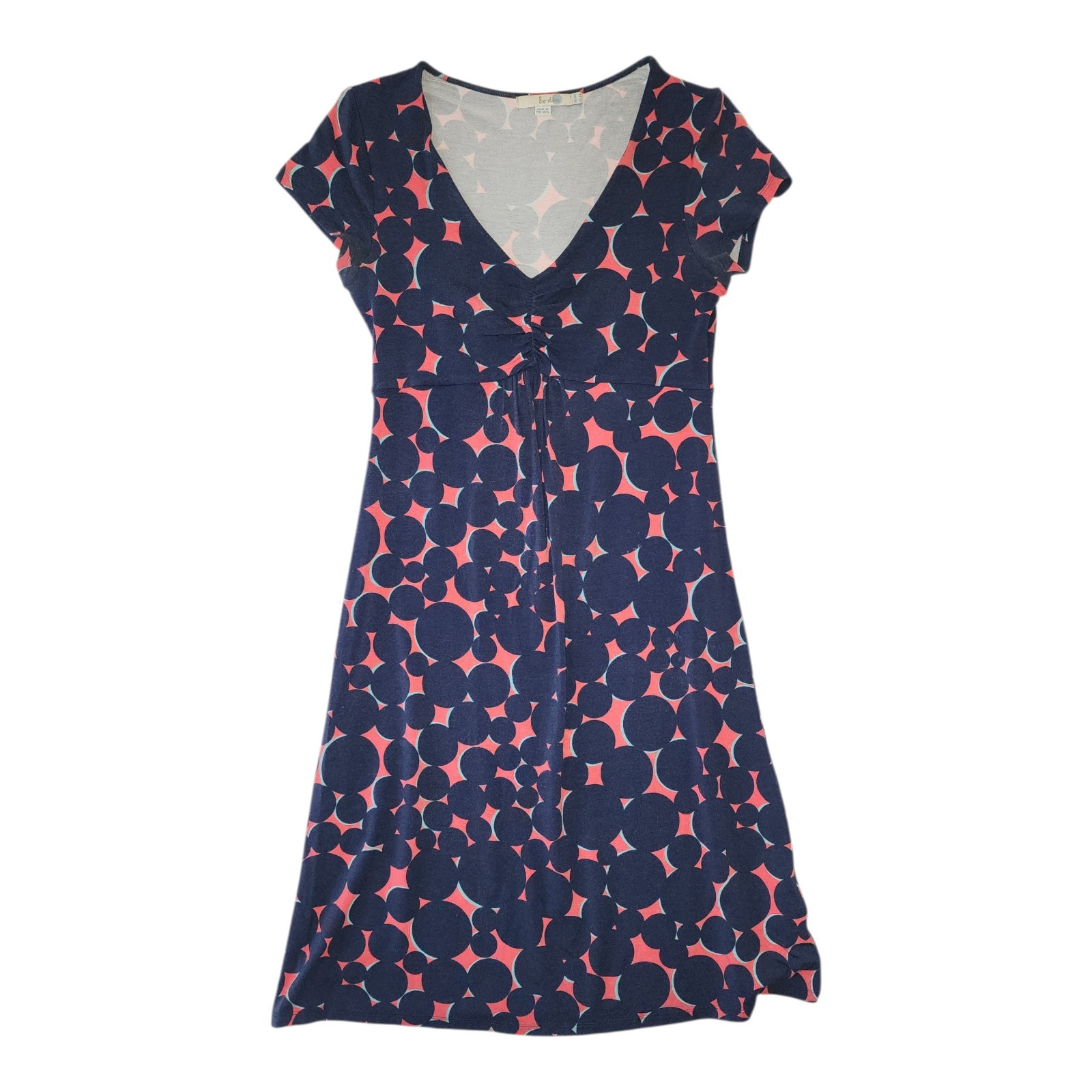 Boden Dress Womens Size US6 UK10 Blue Pink Circles Dots Stretch Pullover Preppy