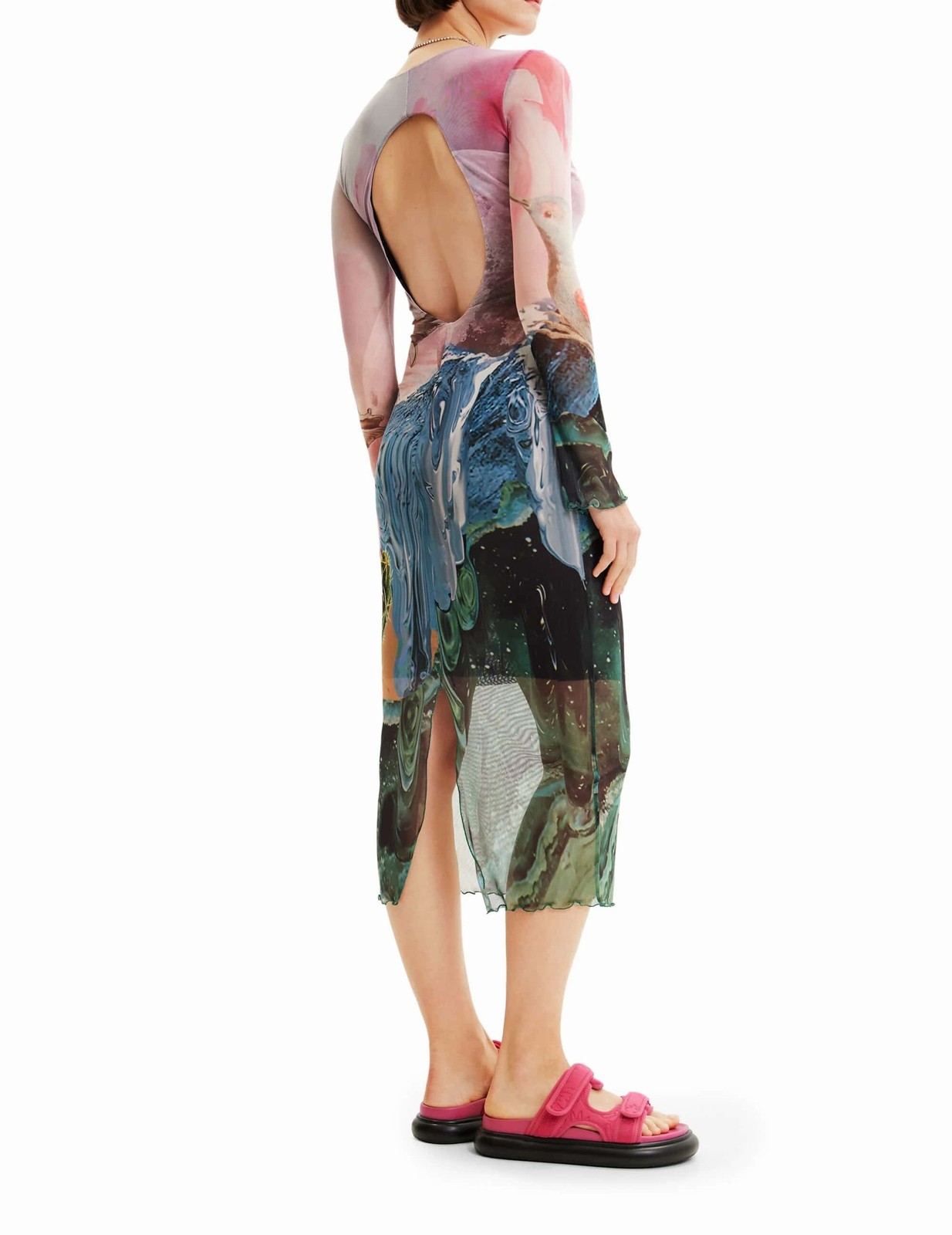 Desigual Women’s Dress Size L Tulle Midi Dress 23SWVK78